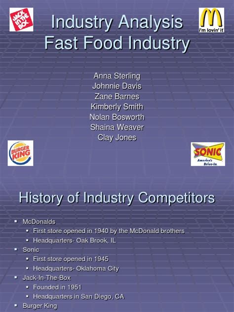 The findings indicated that physical environment, food quality and customer service have significant. Industry Analysis PP | Fast Food Restaurants | Restaurants