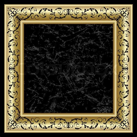 Gold Frame On The Black Background Stock Vector Colourbox