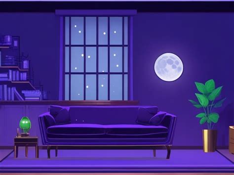 Premium Ai Image Cozy Night In Cartoon Living Room Interior Background