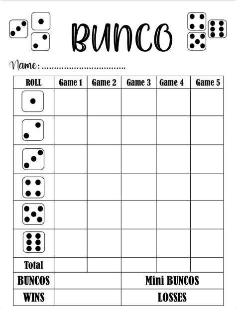 Printable Bunco Score Sheets Pdf Free Download