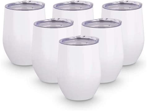 Pyd Life Sublimation Blanks Wine Tumbler Cups White 12 Oz Stainless Steel Insulated Stemless