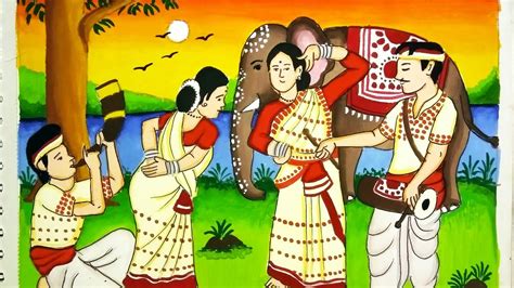 Makar Sankranti Special How To Draw And Paint Assam S Famous Bihu