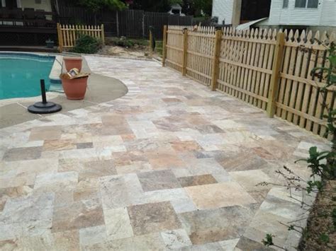 Backyard or patio pavers & tiles. Travertine Paver Patio installation by Holly Days Nursery ...