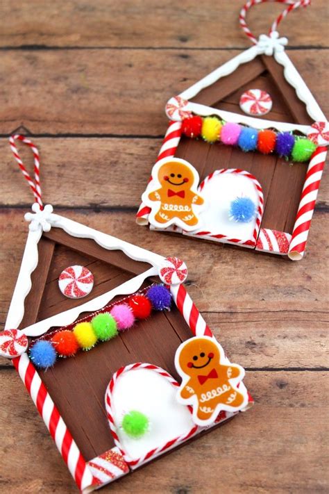 These Popsicle Stick Gingerbread House Christmas Ornaments Are An