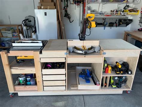 a workbench with lots of tools in it