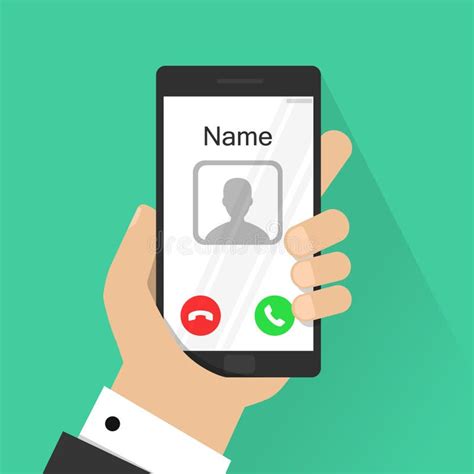 Flat Design Style Human Hand Holding The Smartphone Incoming Call On