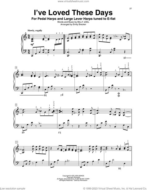 Ive Loved These Days Arr Emily Brecker Sheet Music For Harp Solo