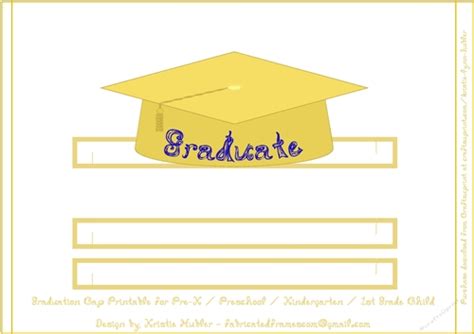 Graduation Cap Gold Paper Hat Blue Fabric Font Graduate Printable