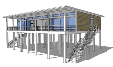 Plan 44073td Modern Piling Loft Style Beach Home Plan House On