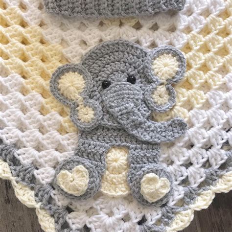 Crochet Baby Blanket Baby Blanket Handmade Baby Blanket Elephant