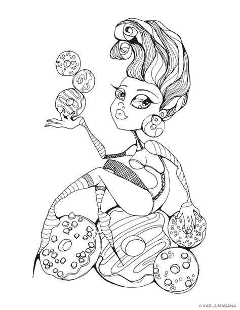 Pin Up Girl Coloring Pages At Free Printable