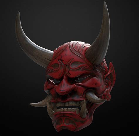 Japanese Hannya Mask Oni Demon Mask Samurai Mask Stl File For Etsy