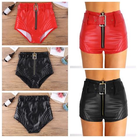 sexy women pu leather booty shorts hot panties rave dance club briefs with belt ebay