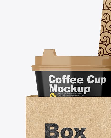 Download Glossy Coffee Cups in Kraft Paper Holder Mockup in Cup ...