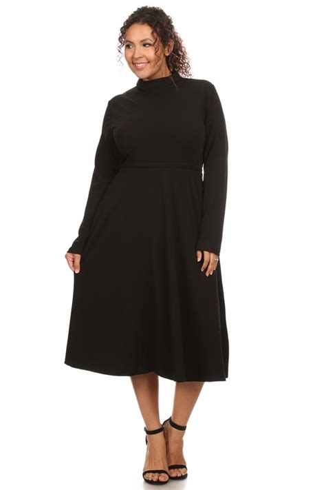 Women's smock waist fit and flare dress. Long Sleeve Fit and Flare Plus Size Dress