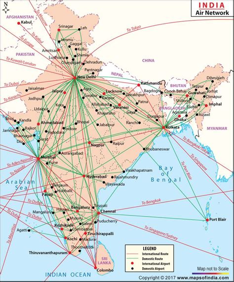 Find India Air Network Map Showing All Air Routes And Air Ways From Major Airports To Other