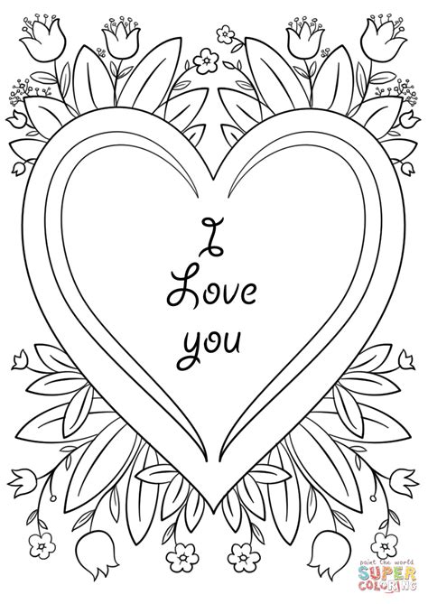 Valentine's Day Card "I Love You" coloring page | Free Printable