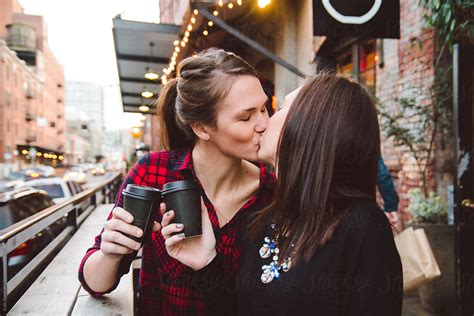 An Attractive Young Lesbian Couple On A Date Downtown By Stocksy Contributor Kate Ames Stocksy