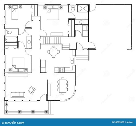 Three Bedroom Floor Plan Vector Illustration 18433120