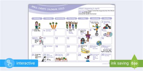 April Events Calendar 2023 Teacher Made Twinkl