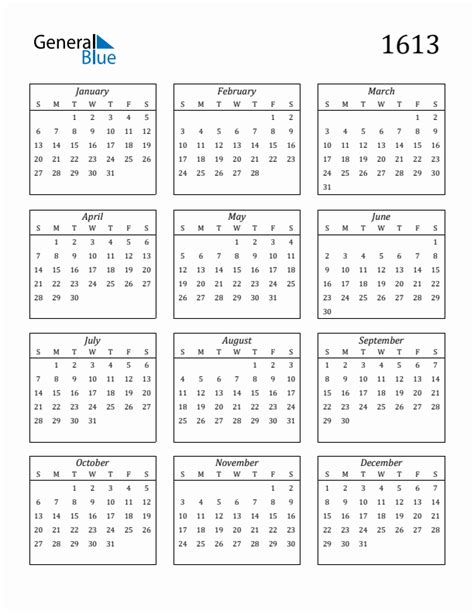 Free 1613 Calendars In Pdf Word Excel
