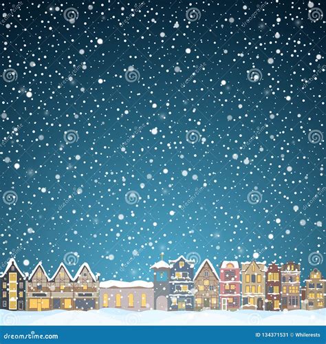 House Snowfall Christmas Greeting Card Stock Illustrations 5986