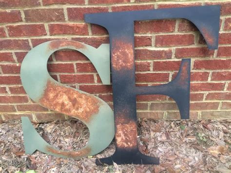 Large Patina Metal Letterspersonalized Home Decor Etsy Metal Wall