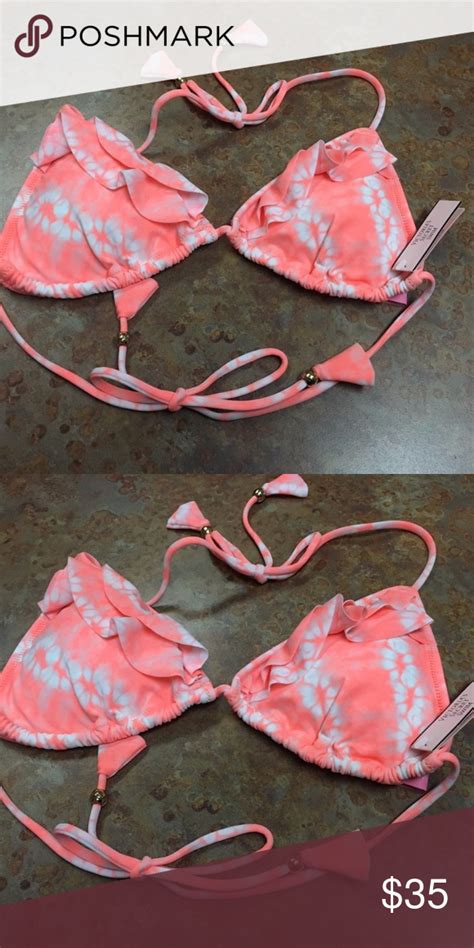 Victoria S Secret Flounce Tiny Triangle Bikini Top In 2021 Triangle Bikini Tiniest Bikini