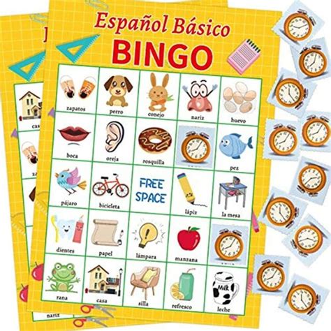Spanish Bingo Game For Kids 24 Players Home School Party Supplies Toys