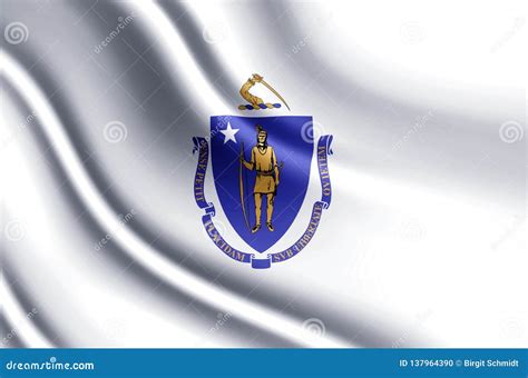 Ejemplo Realista De La Bandera De Massachusetts Stock De Ilustración Ilustración De Turismo