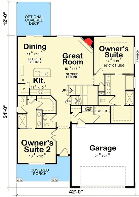 Tan wei peow d.o.p : Plan 42370DB: Craftsman Cutie with Two Main Floor Masters ...