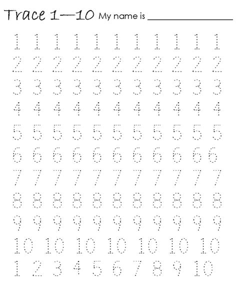 Printable Traceable Numbers 1 10 101 Activity