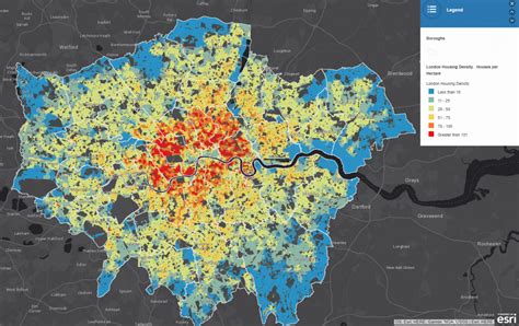 London Housing Density Houses Per Hectare Vivid Maps