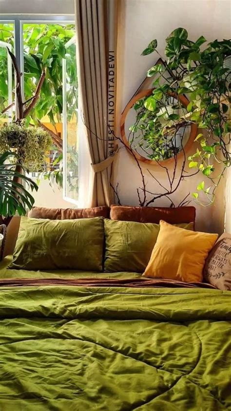 Green Bedroom 🦖🦎🐍🐢🦚🦜🐉🐲🌴🌵🎄🌲🌱🌿🪴🎋🎍 ☘️🍃 Bedroom Interior Bedroom Design