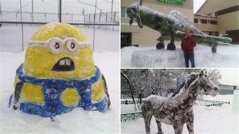 Despicable Me Fans Brave Biting 30c Temperatures To Build Snow Statues