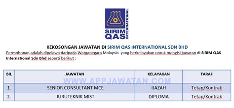 Sirim qas international sdn bhd. Jawatan Kosong di SIRIM QAS International Sdn Bhd ...