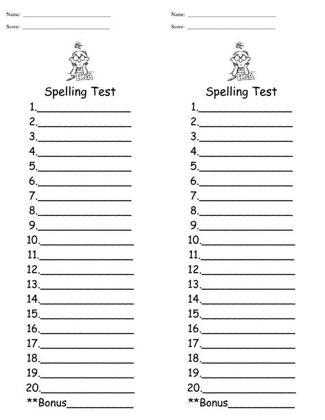 29 Images Of Spelling Words Test Template 9 Jackmonster In Test