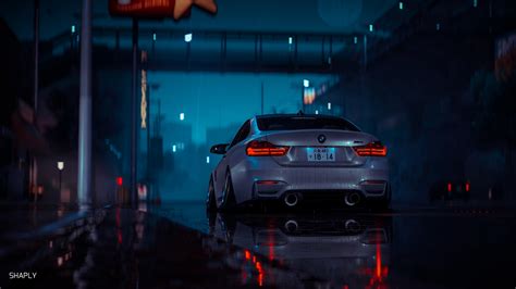 Download Wallpaper 1920x1080 Artwork Car Gray Wet Weather Night