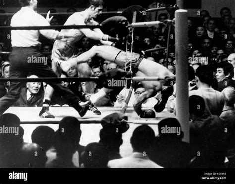 Boxer Ray Famechon Fights In Boxing Match Stock Photo Alamy