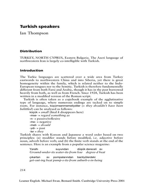 Learner English Turkish Swan Pdf Pdf Syntactic Relationships