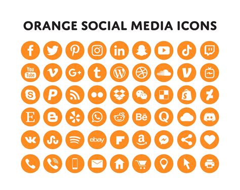 Orange Social Media Icons Bundle Over 200 Social Media Icons Etsy