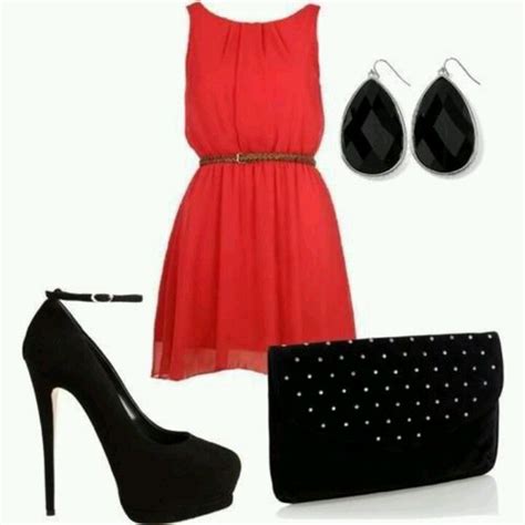 blk and red fashion dressy outfits lil red dress