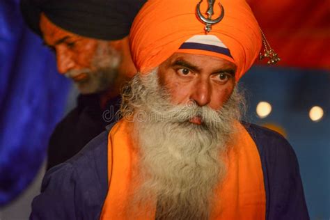 Devotee Sikh With Orange Turban Editorial Stock Image Image Of Delhi
