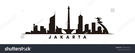 Jakarta Skyline Landmarks Silhouette Vector Stock Vector Royalty Free