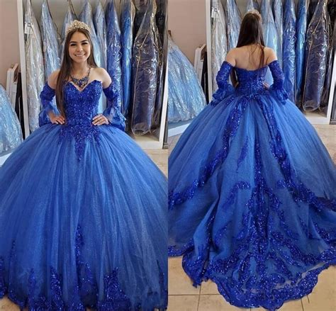 Vintage Royal Blue Princess Quinceanera Ball Gowns 2020 Sweetheart Lace