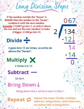 Long Division Standard Algorithm Steps With Example By Resourcesbyvictoria