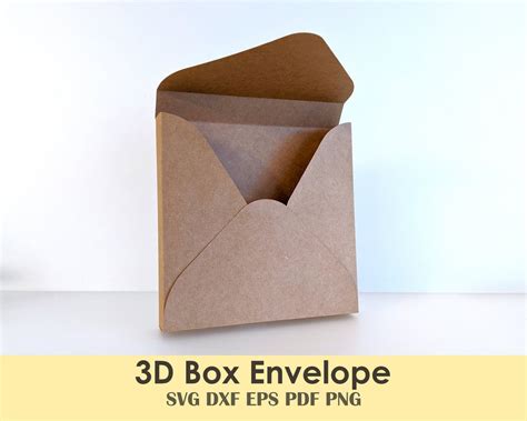 3d Envelope Box Printable Template For Papercraft Shadowbox Etsy