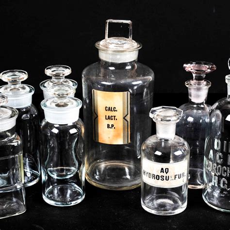 Eight Science Lab Bottles With Stoppers Ebth