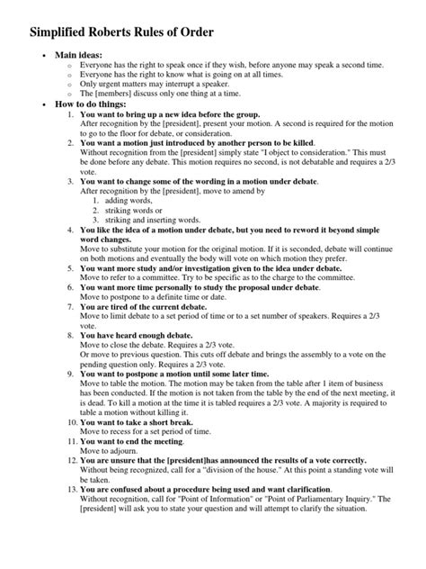 Roberts Rules Simplified Pdf