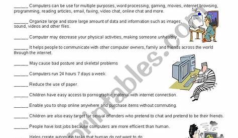computer advantages and disadvantages - ESL worksheet by indca